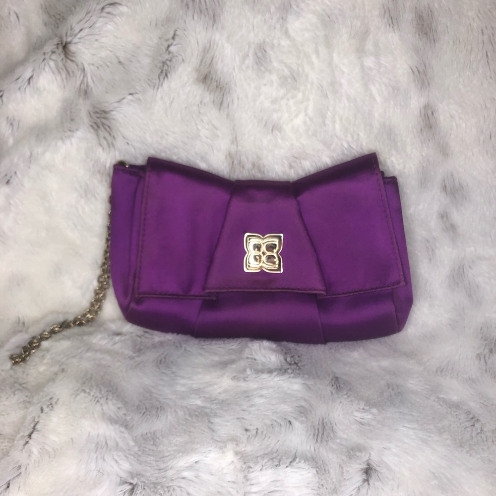 BCBG Max Azria Purple Wristlet Clutch with Gold Strap